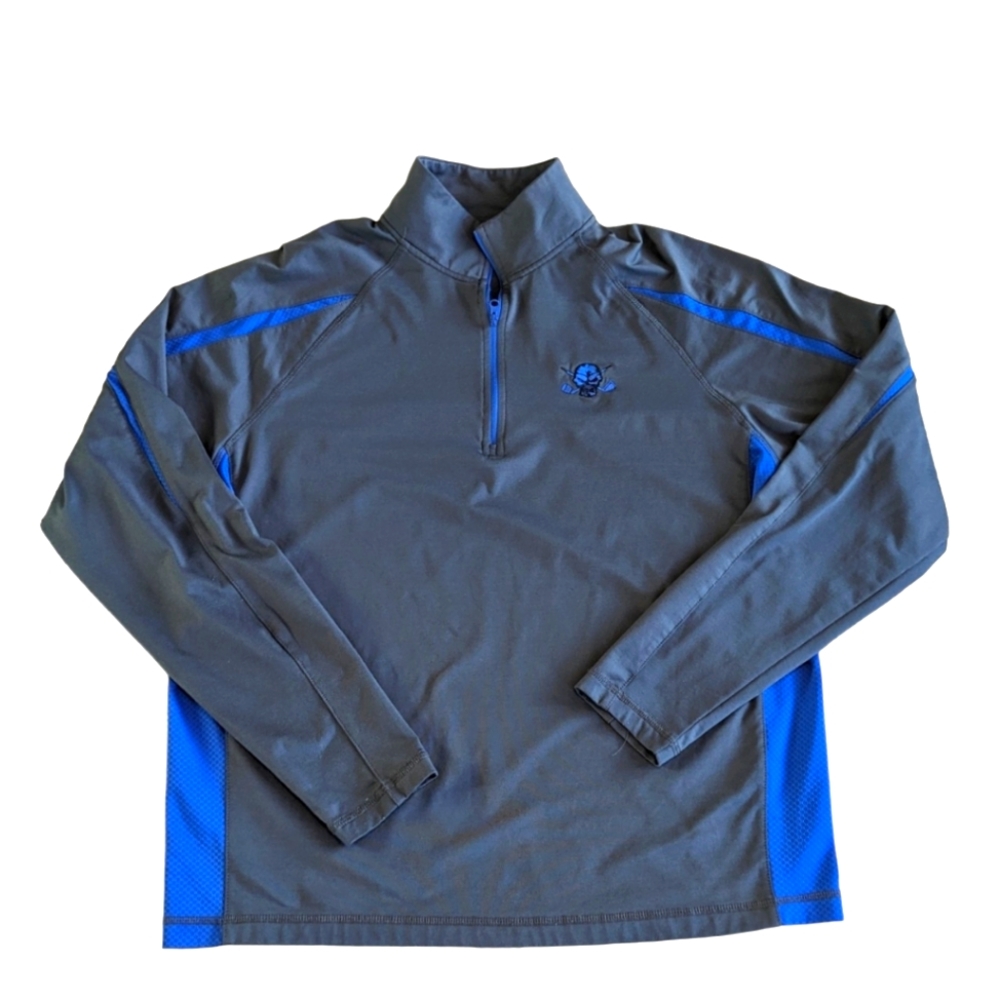 Tattoo Golf Quarter Zip Fleece Lined Long Sleeve Pullover Blue & Gray Size M